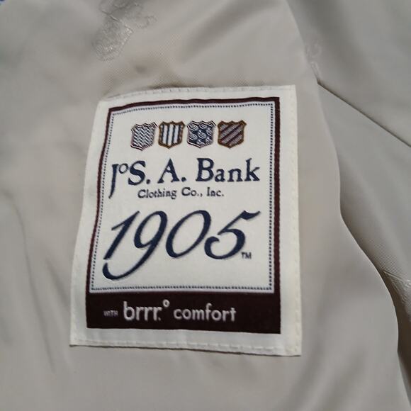 Jos.A.Bank Brrr Comfort Blazer 48L LINEN WOOL Taupe Window Pane Plaid Lined - Picture 2 of 15